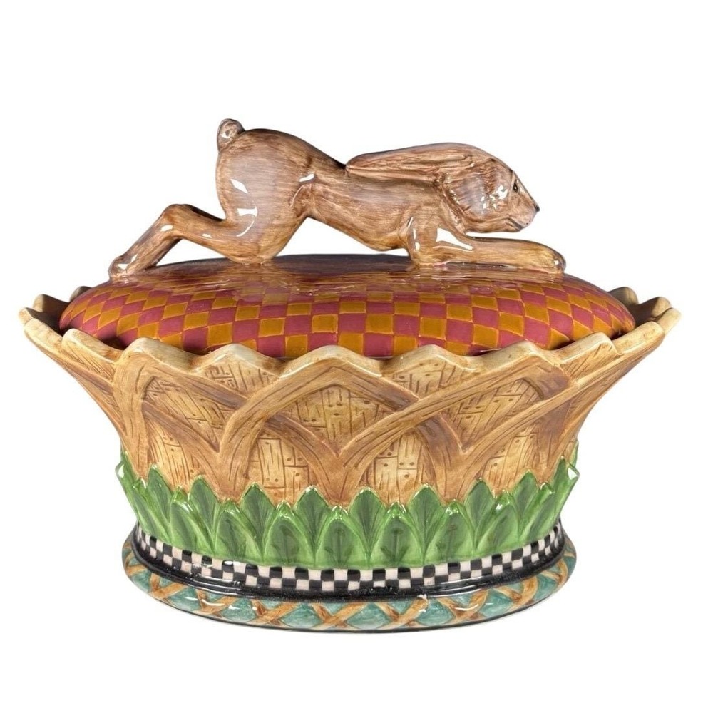 Rare! House of Hatten Peggy Fairfax Herrick Rabbit‎ Bunny Checkered Ceramic